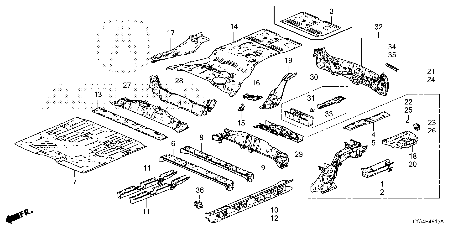 FRAME SET, L. RR. (C) FLOOR PANELS Acura MDX Parts | DreamShop