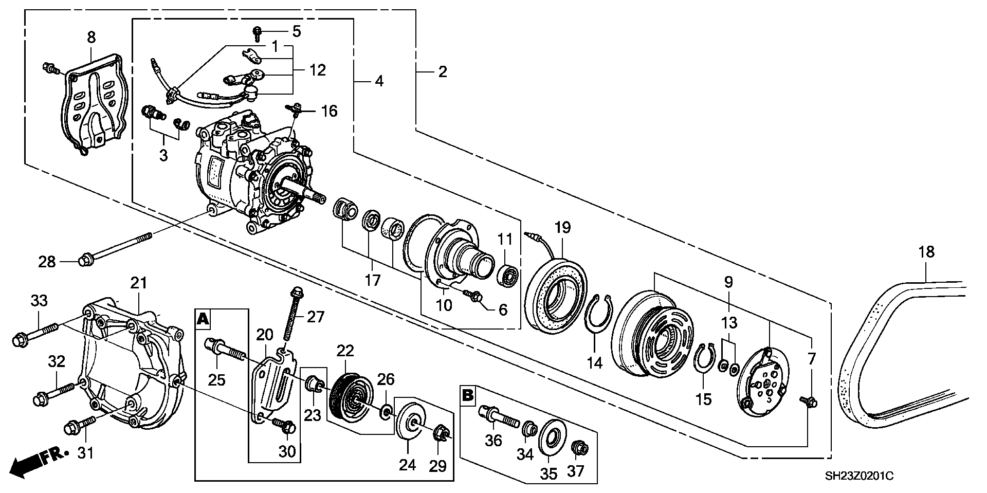 38800-PM9-A12 - COMPRESSOR ASSY. (SANDEN)