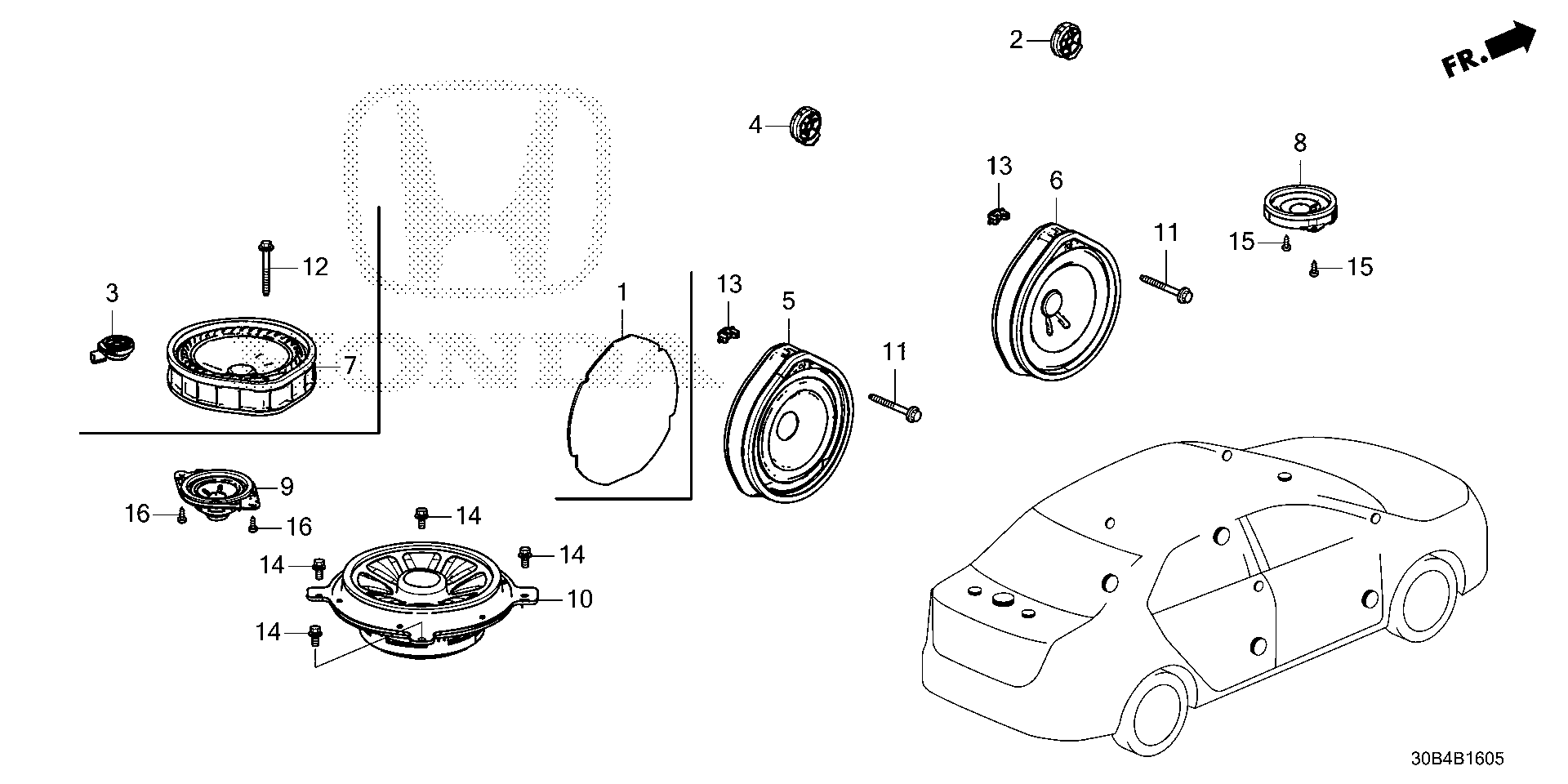 SPEAKER ASSY., SUBWOOFER (BOSE) SPEAKER Honda Accord Sedan Parts