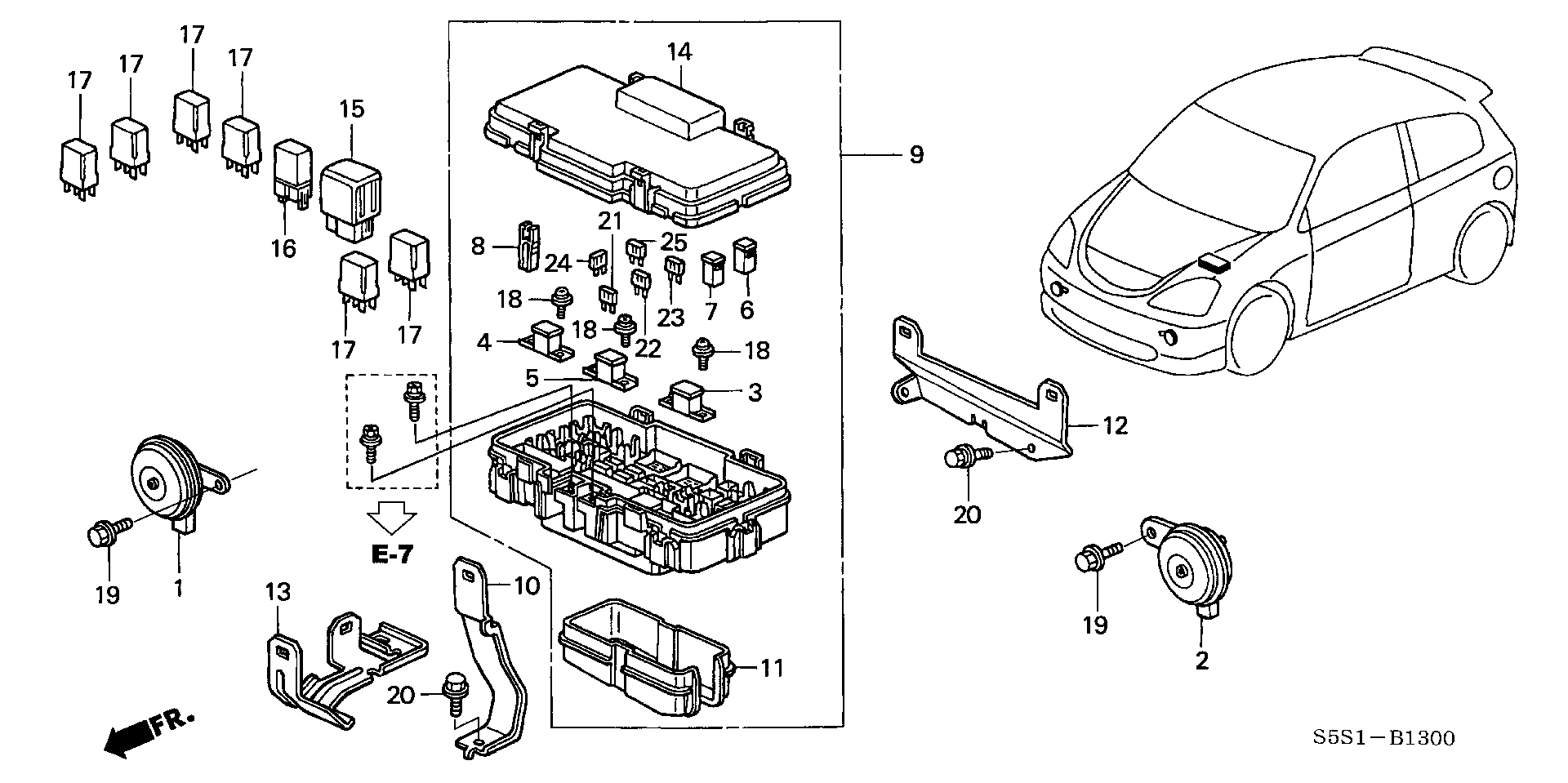 38251-S5T-000 - BRACKET A, RELAY BOX