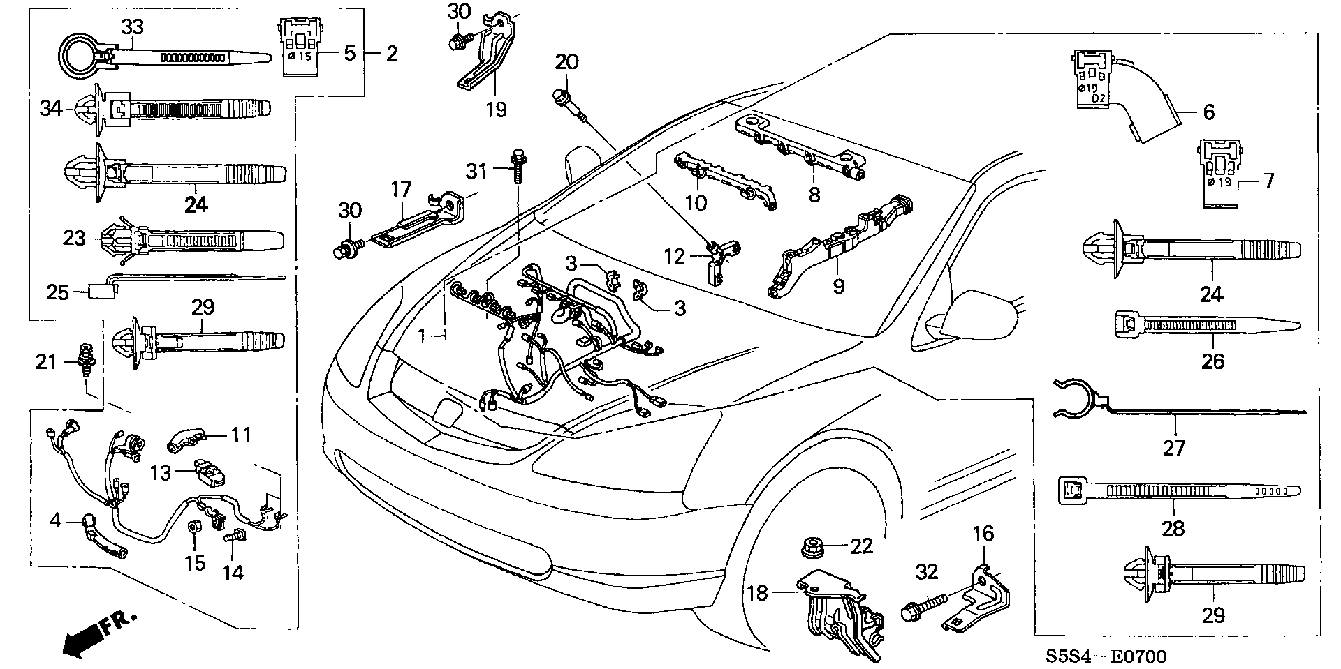 32743-PND-000 - STAY C, ENGINE HARNESS
