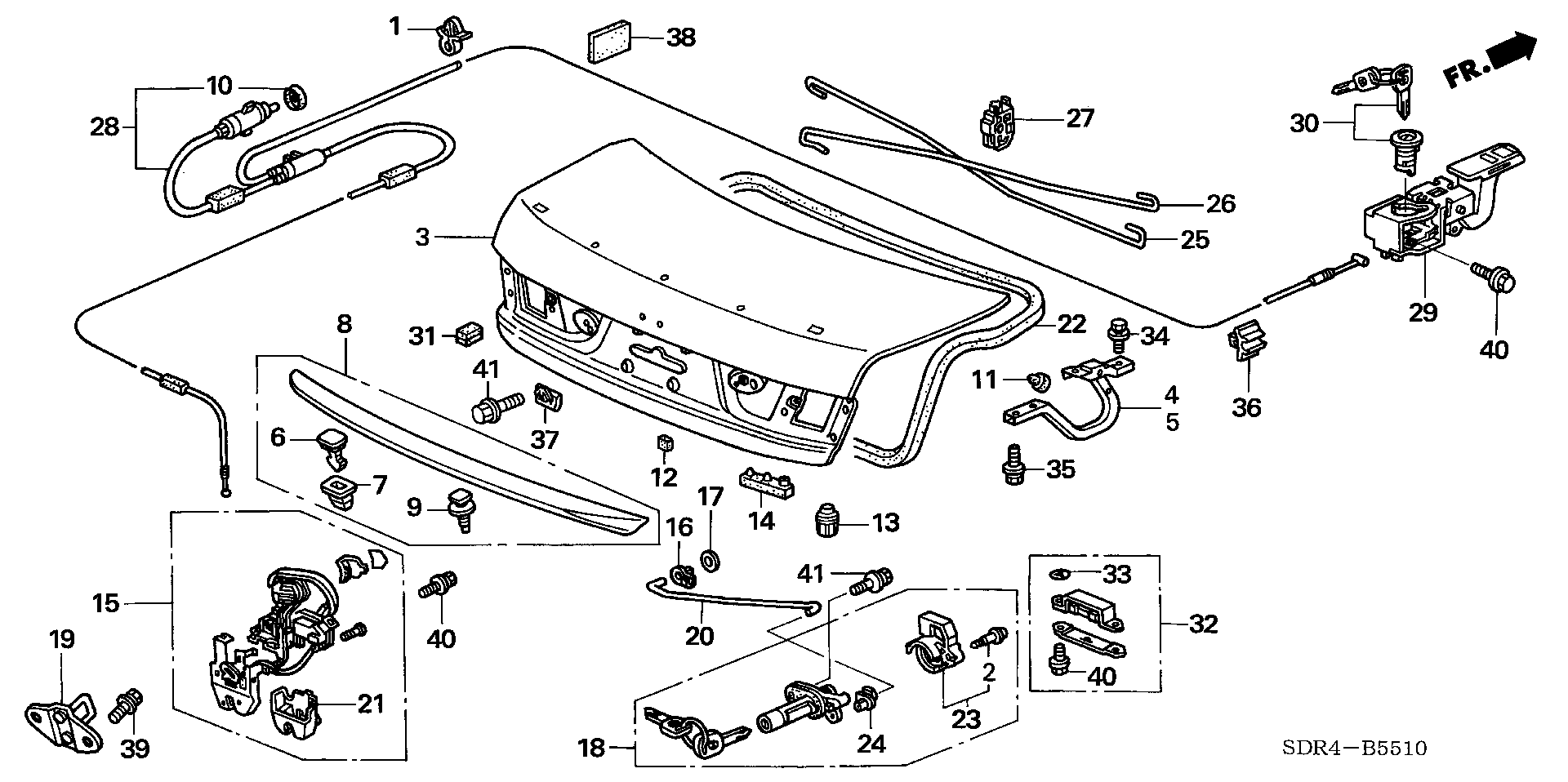 71602-SL0-S01 - CLIP, TRUNK SUB SPOILER