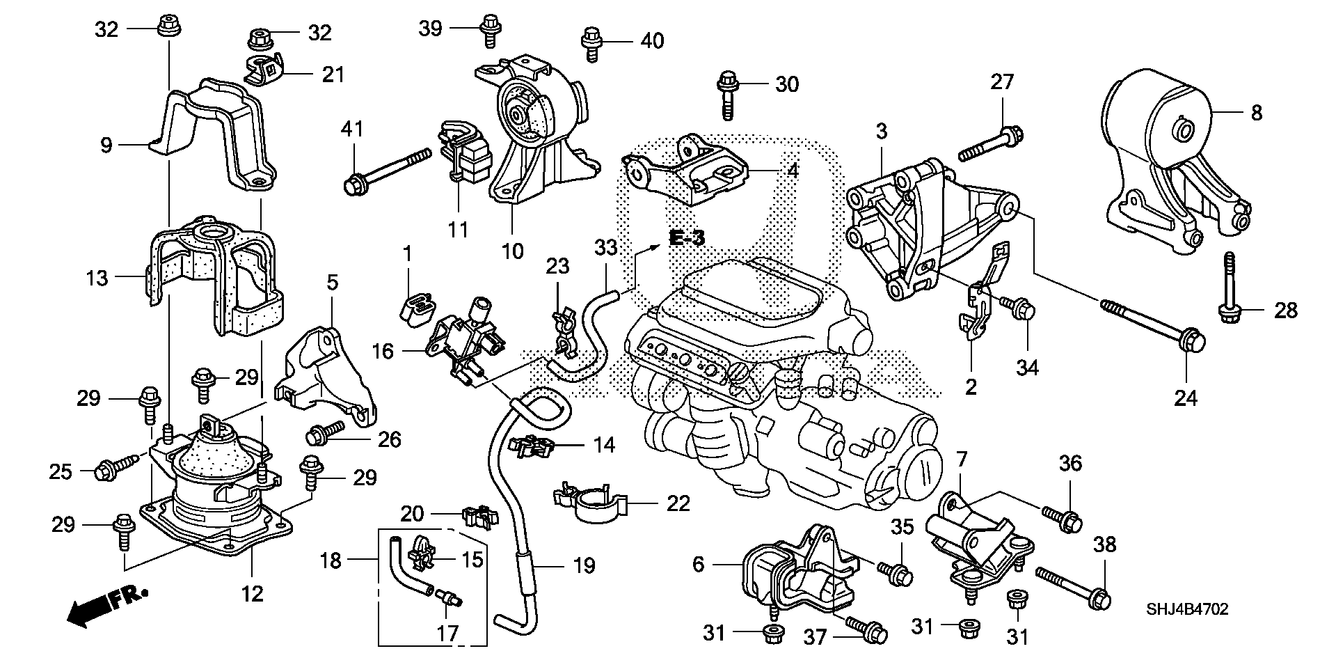50805-SHJ-A01 - RUBBER, FR. TRANSMISSION MOUNTING