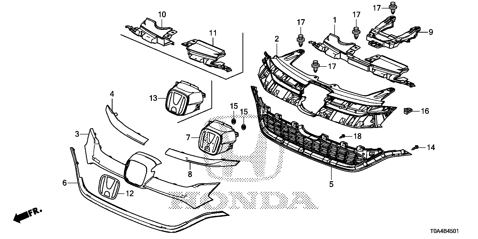 71123-T1W-A01 - MOLDING, R. FR. GRILLE