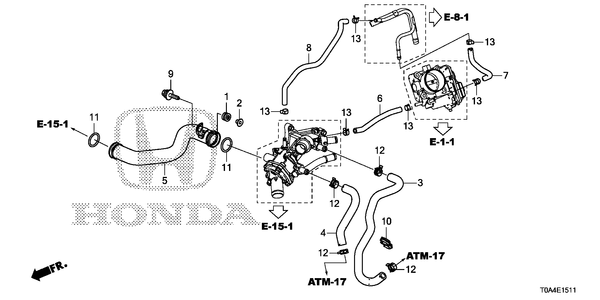 19507-5A2-A01 - HOSE, THROTTLE BODY IN.