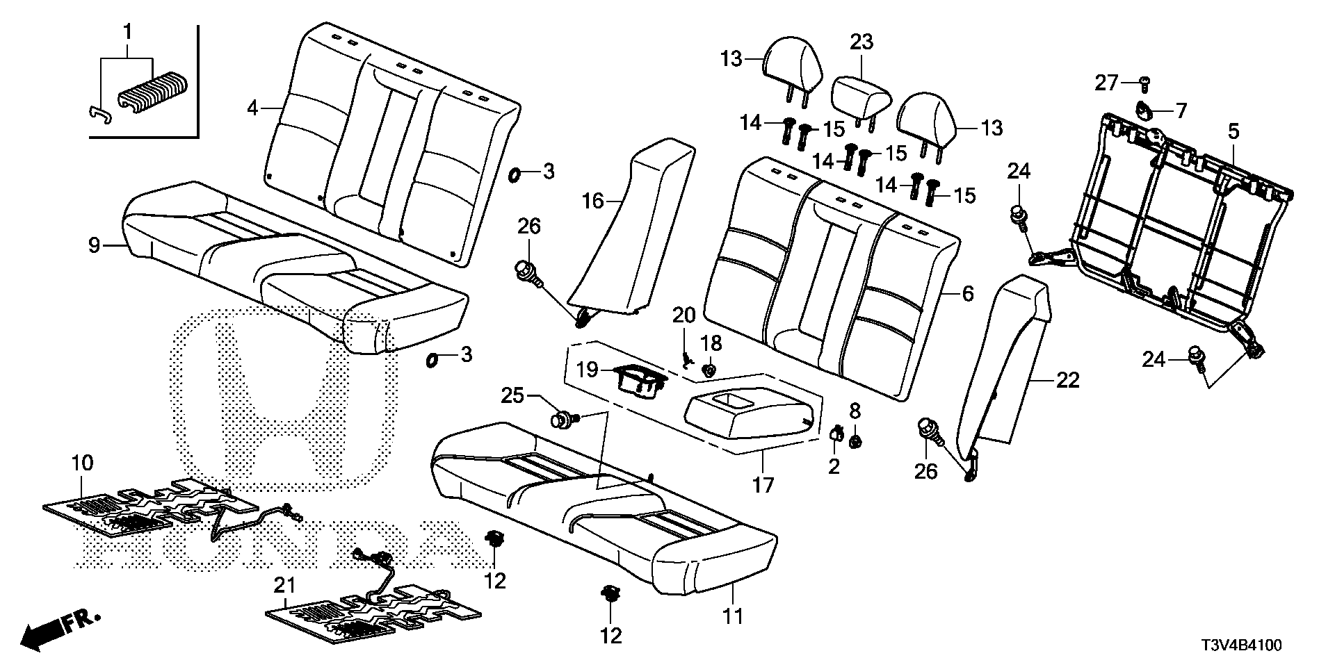 82126-T3V-A01 - FRAME, RR. SEAT-BACK
