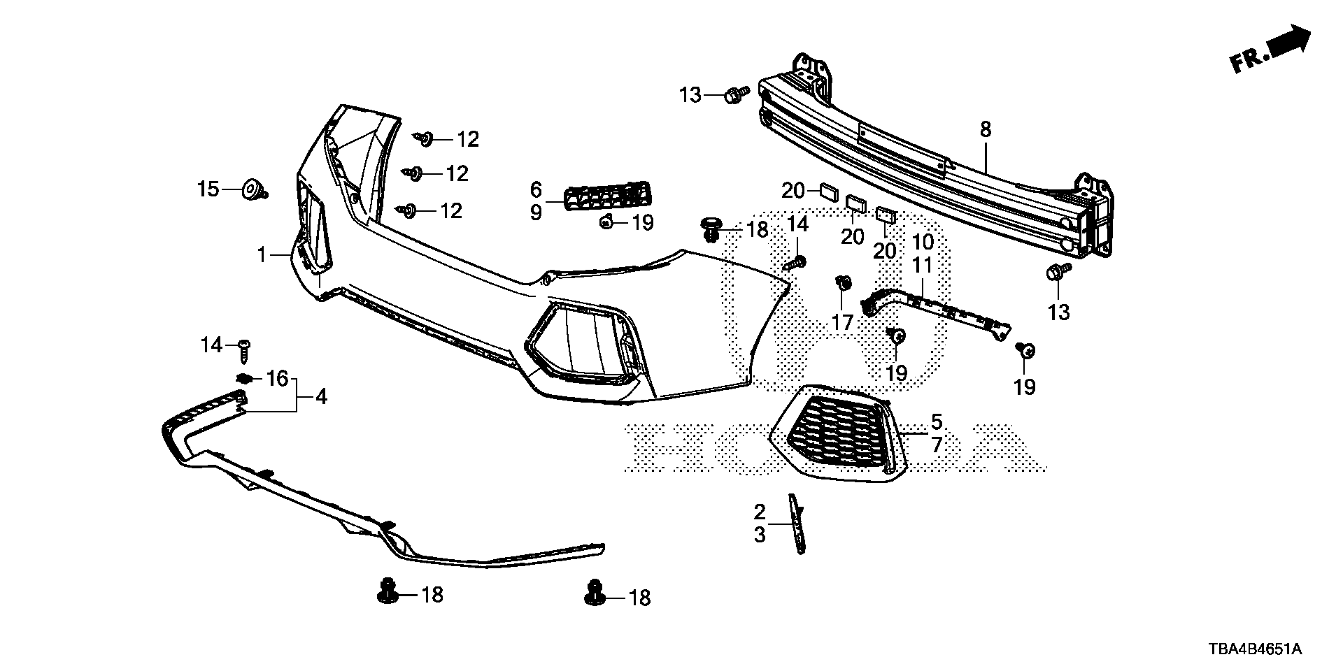 04715-TBF-A00ZZ | FACE, RR. BUMPER - Bernardi Parts Honda