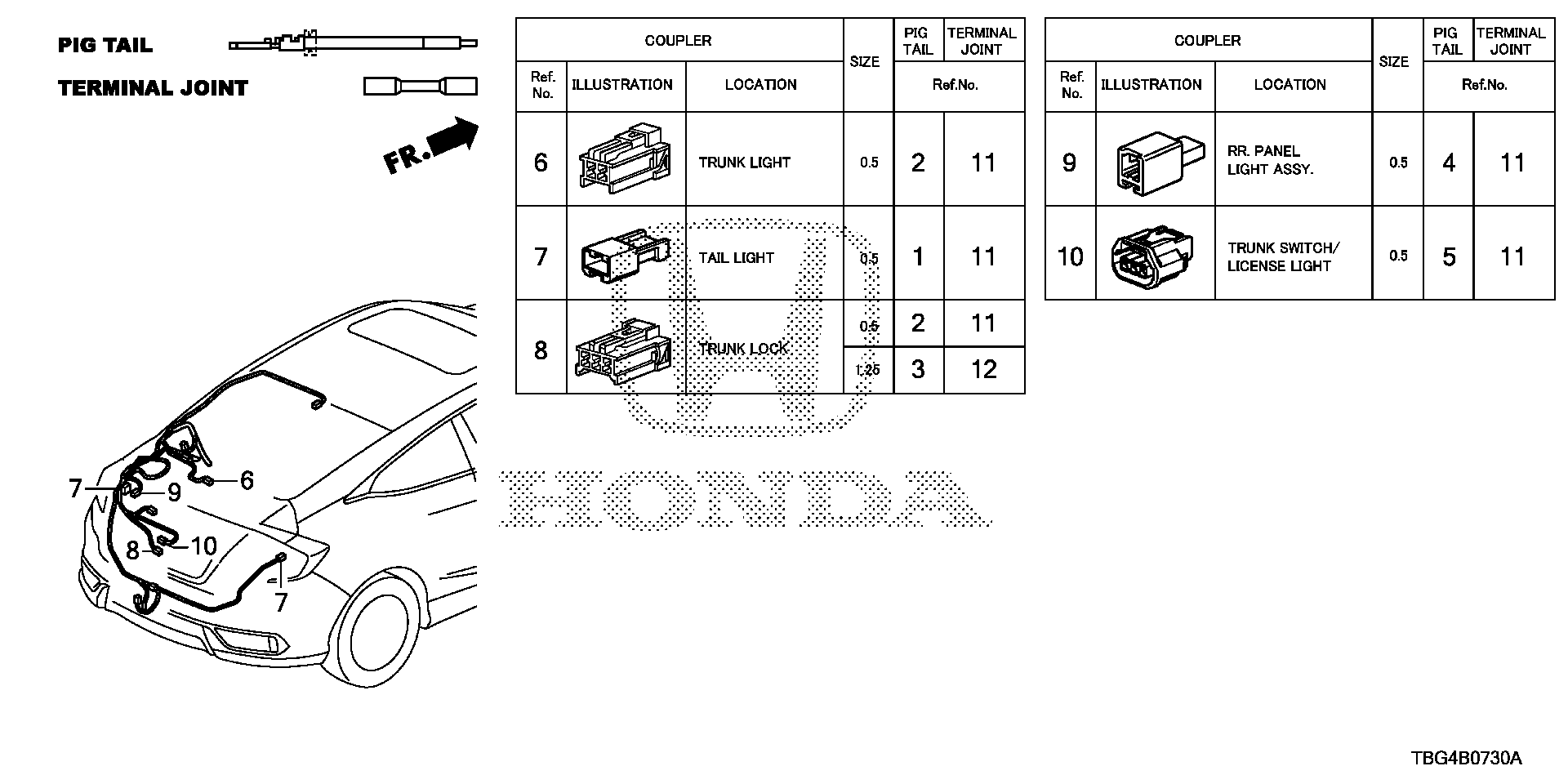 04321-TBA-307 - CONNECTOR (6P 025M) (5 PIECES)