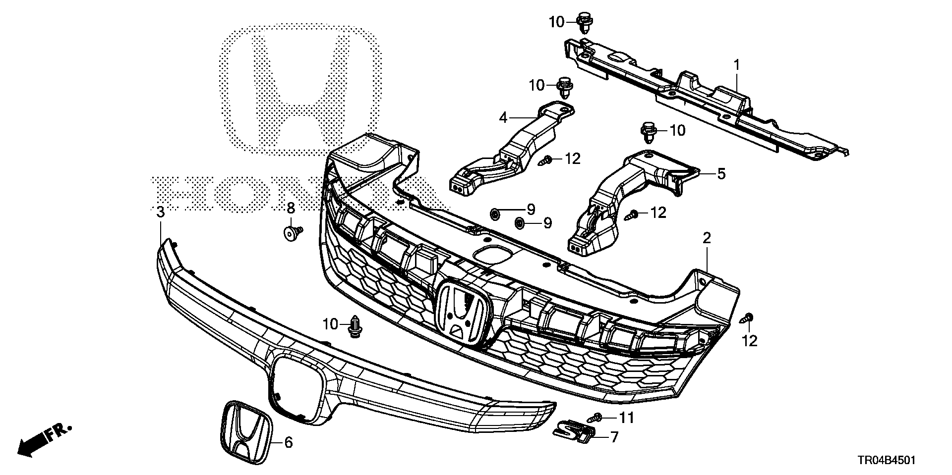 71122-TR7-A01 - MOLDING, FR. GRILLE