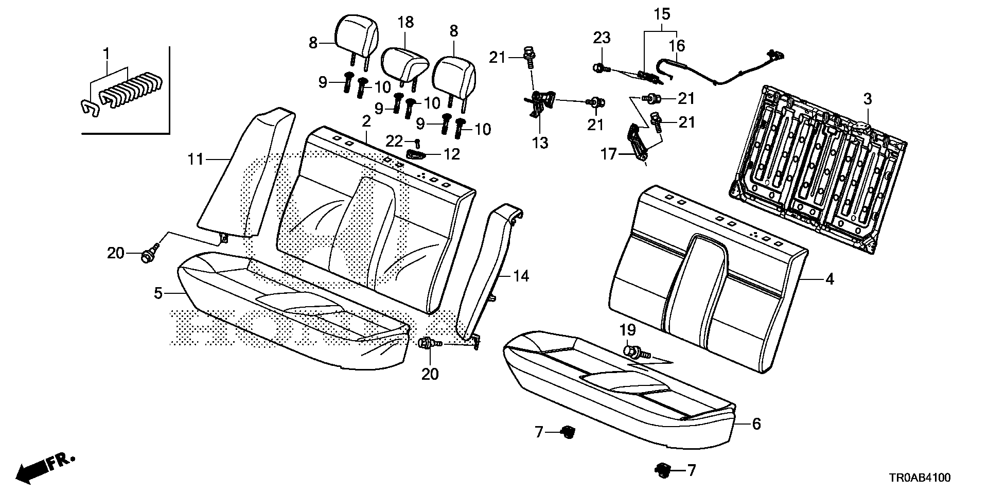 82550-TR6-L21ZB - SEAT-BACK ASSY., L. RR. SIDE *NH686L*(WARM GRAY)