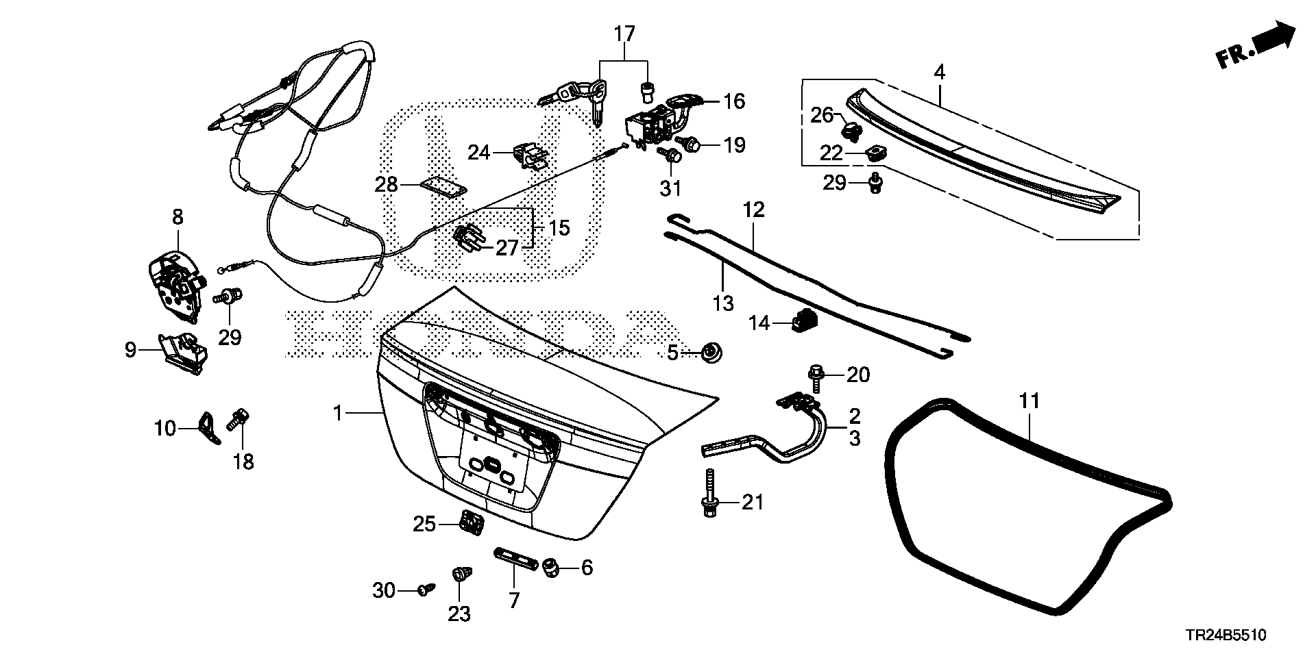 71700-TR2-A01ZE - SPOILER ASSY., TRUNK *NH787M*(COOL MIST METALLIC)
