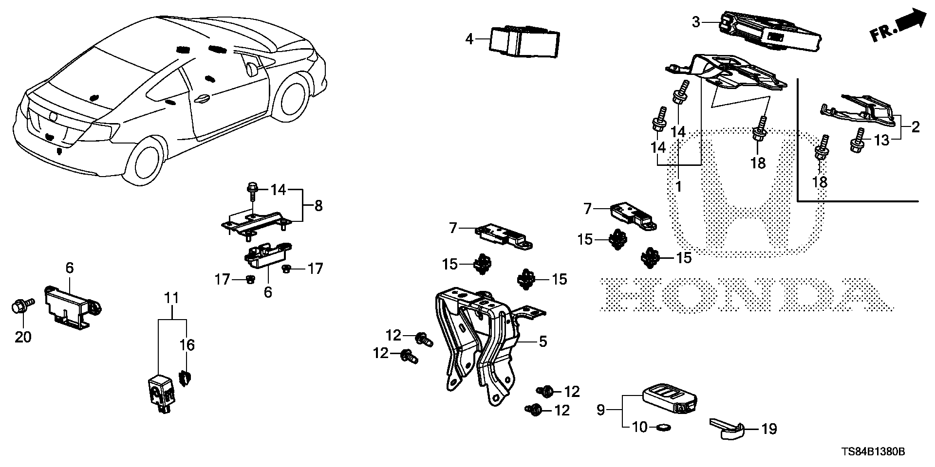 72147-T2A-A01 - FOB ASSY., ENTRY KEY