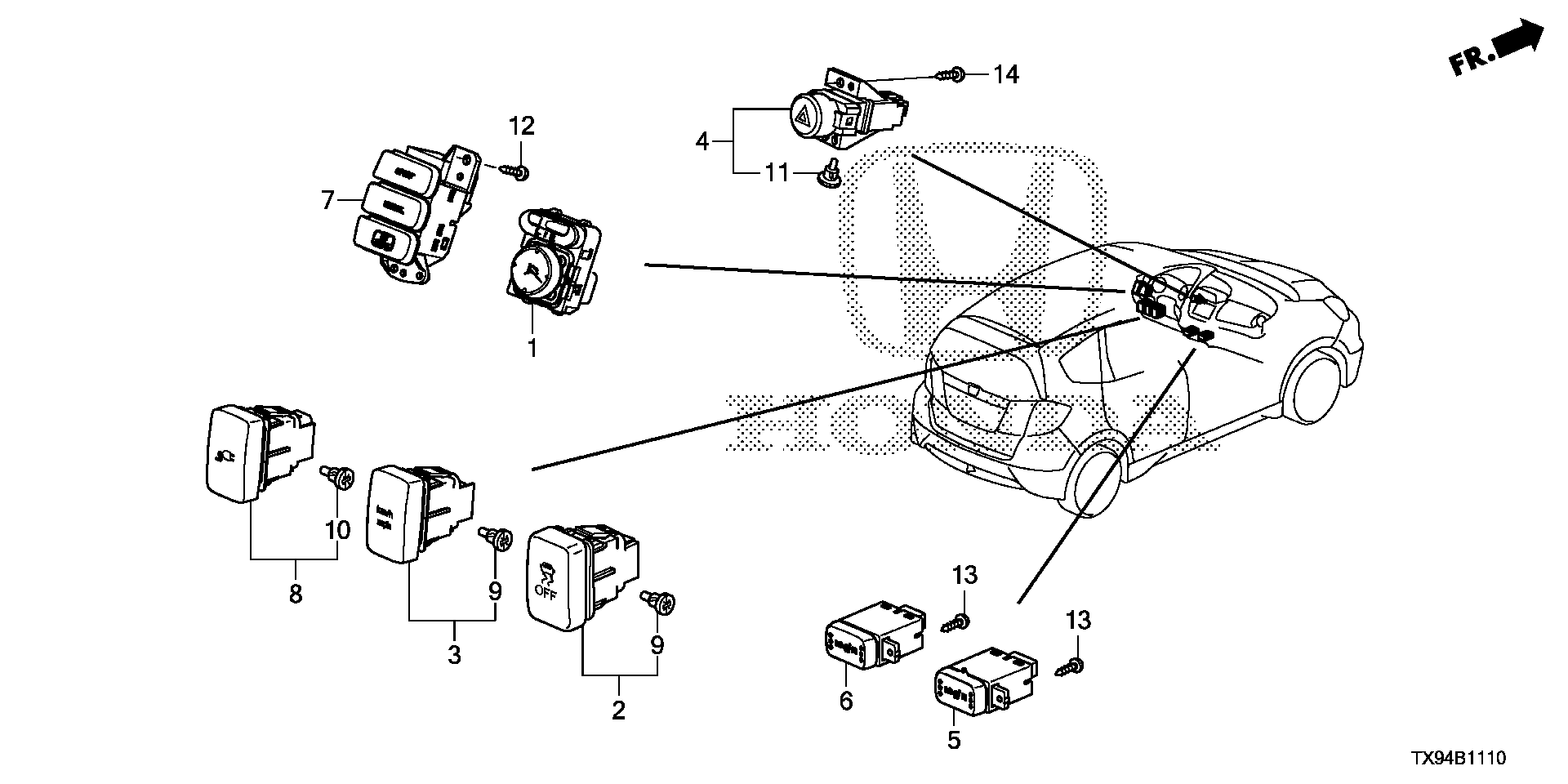 35800-TX9-A01 - SWITCH ASSY., CHARGE LID OPEN